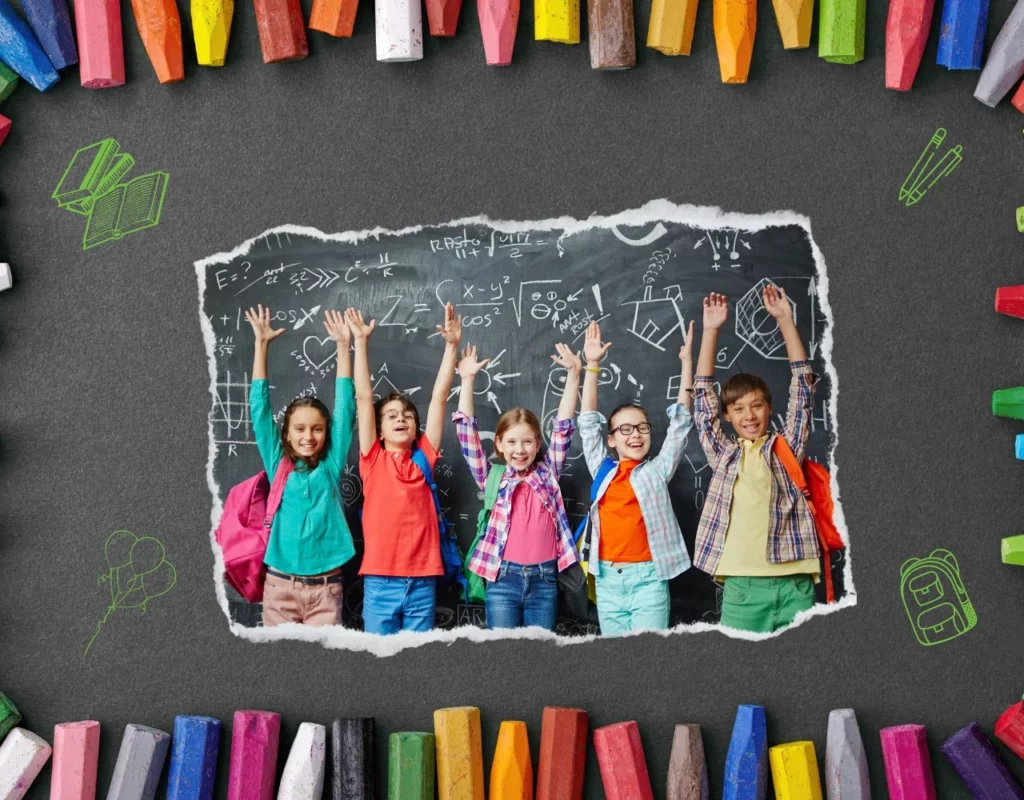 várias crianças a promover o nosso centro de explicações