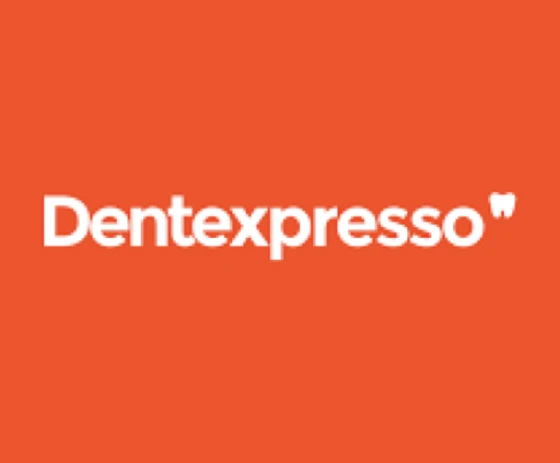 Logotipo da Denteexpresso em fundo laranja.