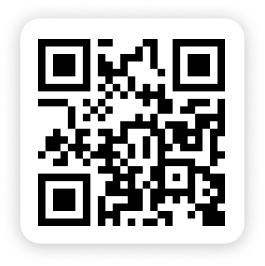 Um código QR preto e branco sobre um fundo branco.